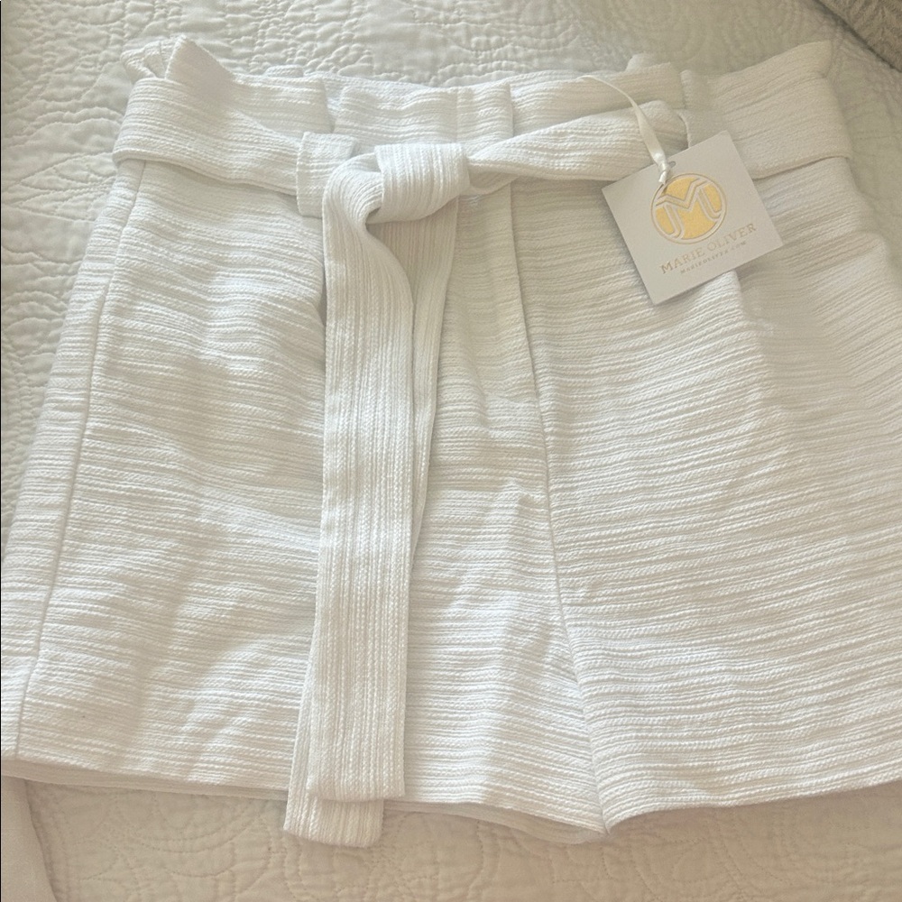 Marie Oliver White Textured Women Shorts